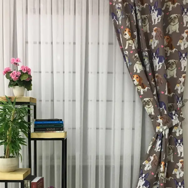 Köpek Desenli Fon Perde Evm623 Kumaşı Kalındır Duck Bezi Değildir- Siyah-Lacivert-Kahverengi-Beyaz-Pembe
