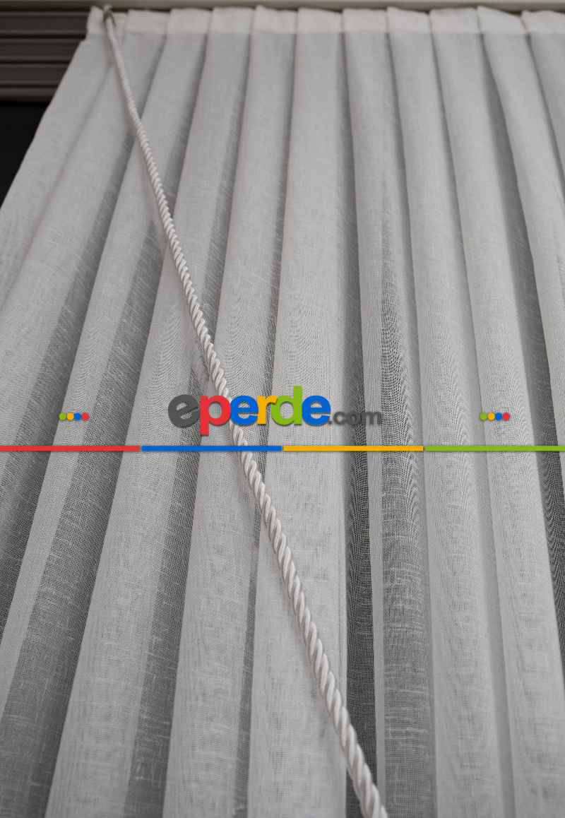 Salon Tül - Keten Yalancı Kruvaze - Tülden Fon - Halat İle Yana Toplamalı Tül - Kordon Toplama Tül - Çift Veya Tek Kanat - Aksesuar İlave Ücretlidir - Kurşunlu Tül