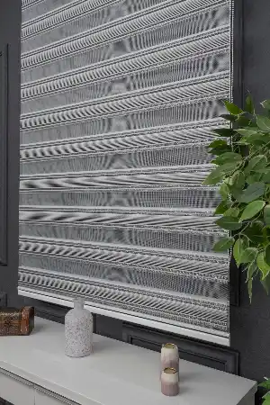 Zebra Perde - Yarım Pilise - Gümüş Simli Renk Geçişli Zebra Perde