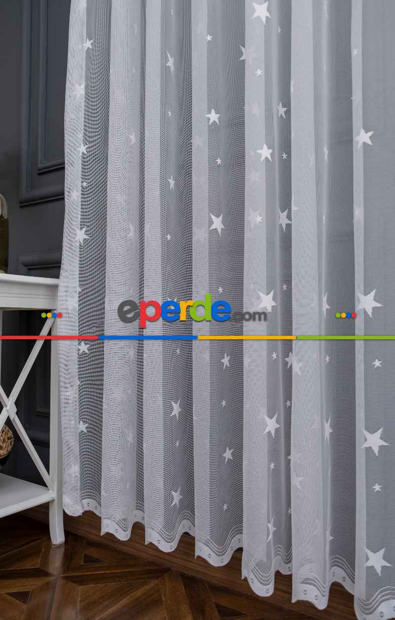 Yıldız Desen Çocuk Ve Genç Odası Tül Perde