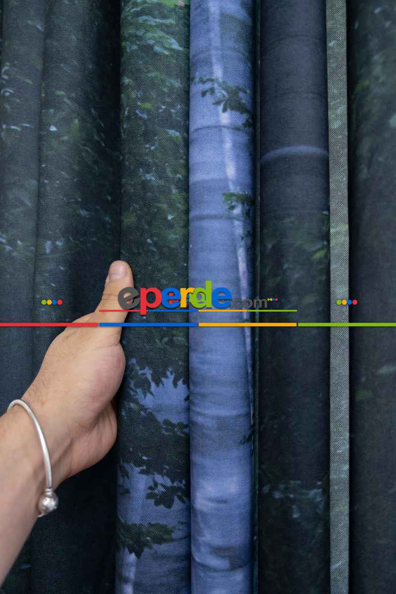 Hazır Ölçülü Dökümlü Kumaştan Yol Manzaralı Baskılı Pilesiz Fon Perde 1. Kalite