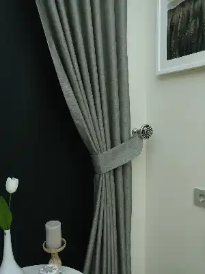 Salon Perdesi - Natural Grimsi Desenli Jakar Fon Perde (geniş En:280 Kumaş)- Gri Açık