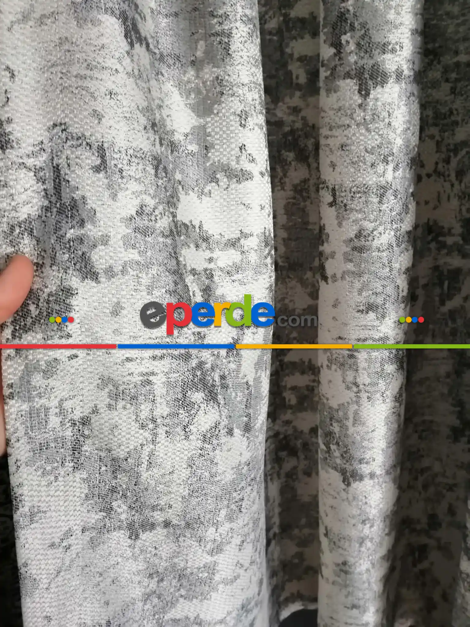 Patine Desenli Gri Desenli Jakar Fon Perde - Gri-füme-antrasit