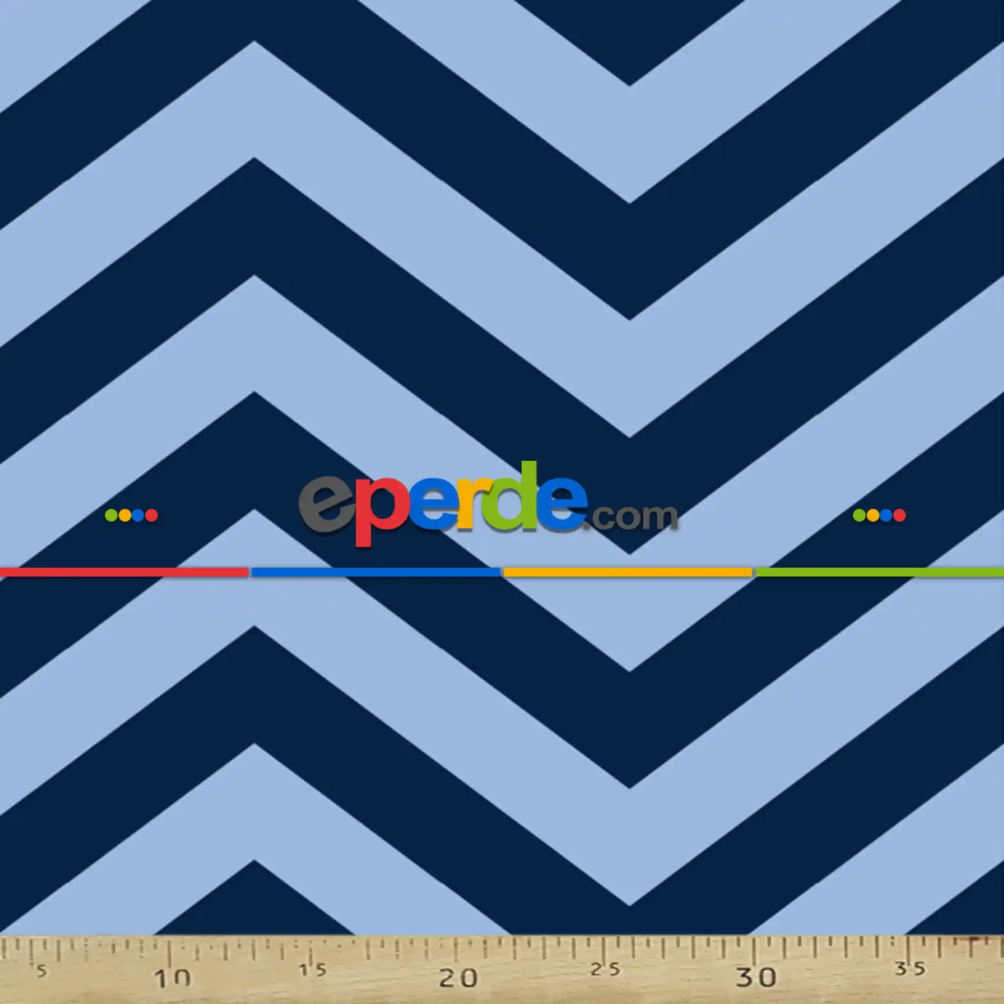 Zigzag Desenli Fon Perde Evm408-12 Kumaşı Kalındır Duck Bezi Değildir- Lacivert-Mavi