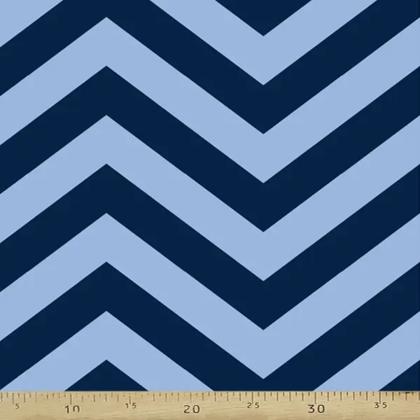 Zigzag Desenli Fon Perde Evm408-12 Kumaşı Kalındır Duck Bezi Değildir- Lacivert-Mavi