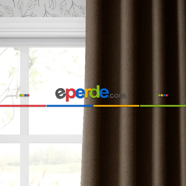 Yatak Odası - Blackout Karartma Tek Kanat Fon Perde Kahverengi