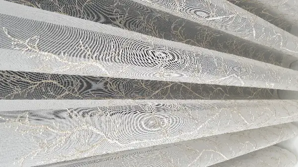 Salon - Selvi İşlemeli Tül Perde- Altın