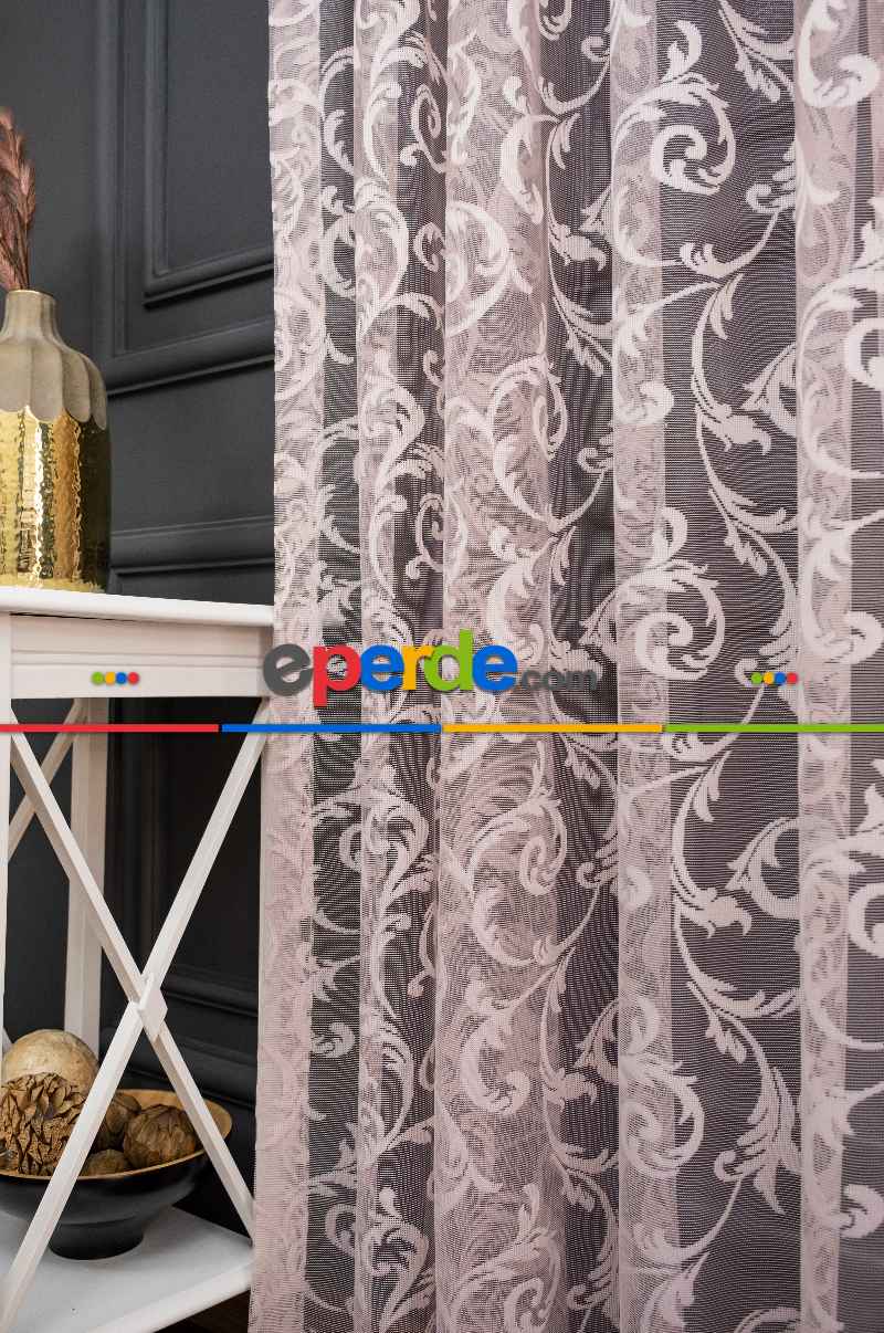 Sarmaşık Şal Desen Pudra Renk Desen Tasarım Tül