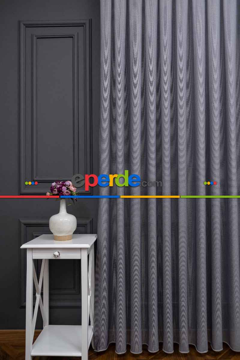 Antrasit Renkli Kedi Tırmalamalarına Dayanaklı Tül Perde