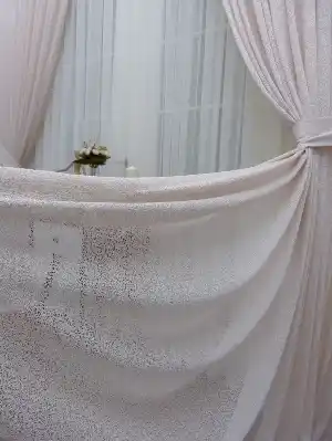 Pudra Pembe Dantel Tül Fon Perde(püsküllü) 90cm En 270 Cm Boy 1tkm- Pembe Pudra Pembe