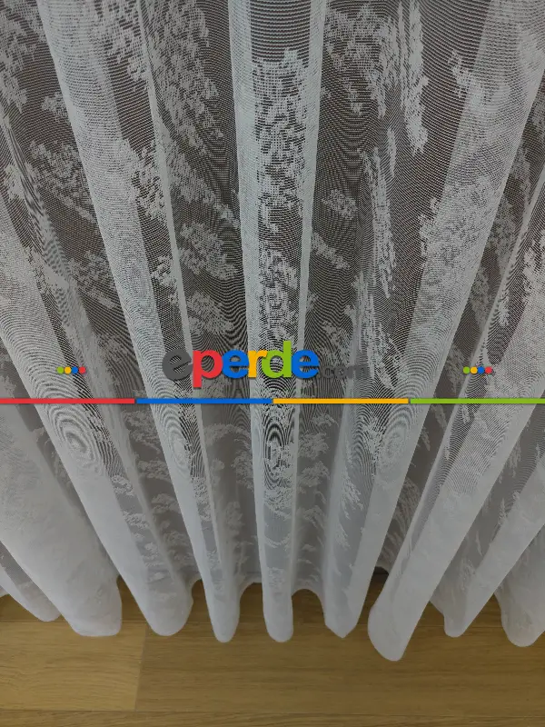 Salon Yatak Odası Spor Serpme Desenli Dantel 2021 Tül Perde- Ekru