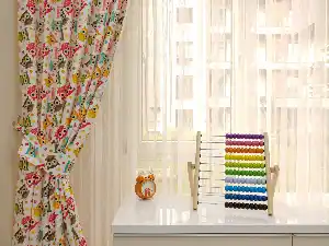 Kız & Erkek Çocuk Odası Baykuşlar Fon Perde ( Kalın Pamuklu Kumaş)- Pembe-fuşya-hardal Sarısı-turkuaz