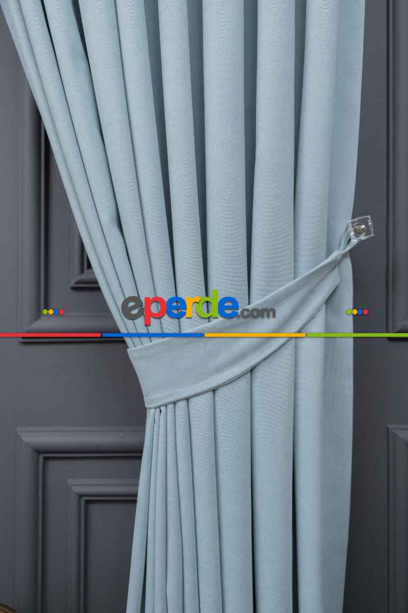 Mint Yeşli Düz Fon Perde Dökümlü En