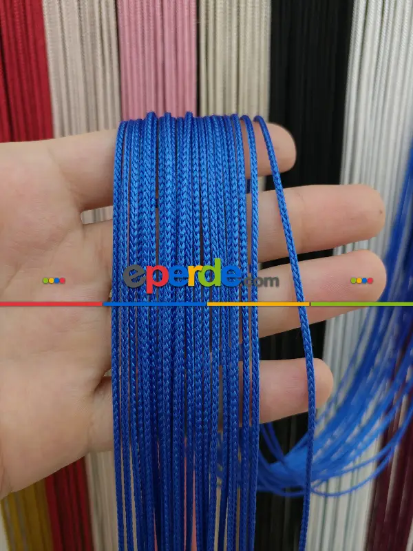 Lacivert Rengi İp Perde Kalın Zincir Serisi- Mavi