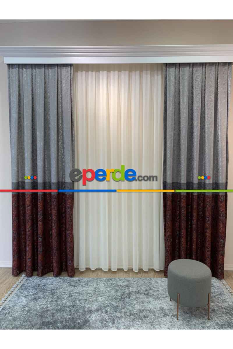Fon Perde Brillant Flrorus Tasarım Model Renk Yeni Siya Gri Antrasit Fon Perde