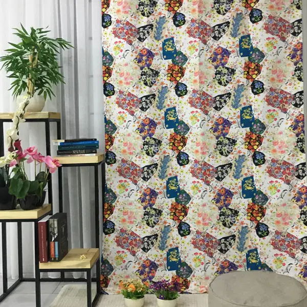 Patcwork Desenli Fon Perde Evm1118 Kumaşı Kalındır Duck Bezi Değildir-  Çok Renkli 2