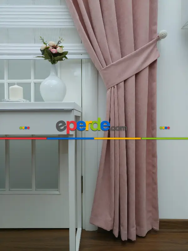 Salon Fon - Pudra Pembe - Düz Fon Perde ( 280 Eninde )- Pudra