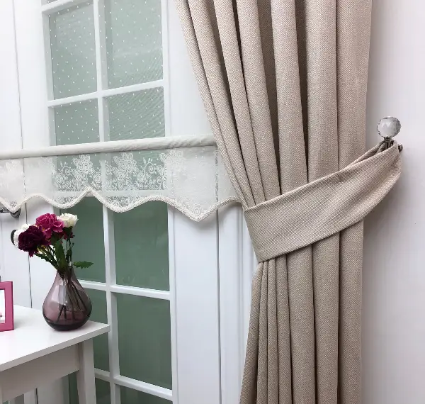 Koyu Krem Renk Düz Fon Perde- Krem Koyu