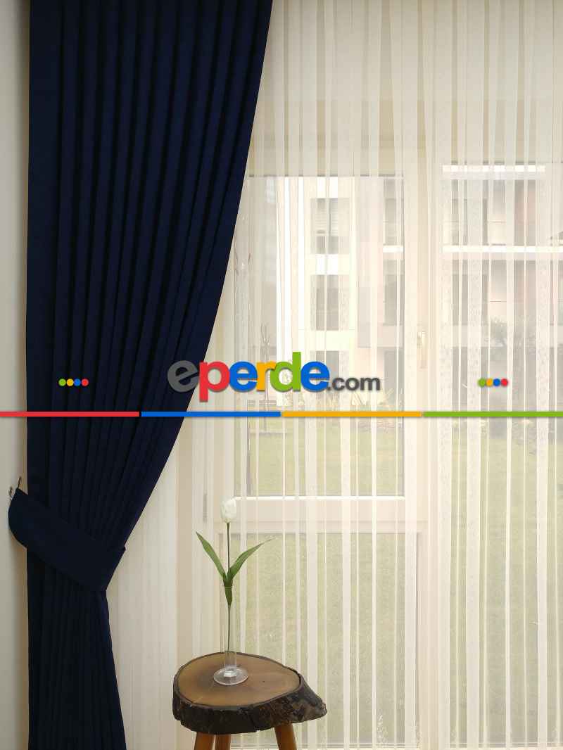 Lacivert Düz Fon Perde Dökümlü Birinci Kalite 300 Cm Geniş En Daha Hesaplı- Lacivert