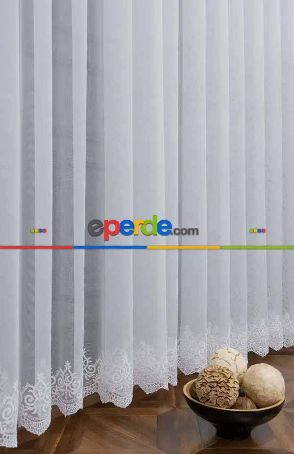 Arne Desen Etek İşlemeli Sade Düz Yeni Desen Tasarım Tül Perde