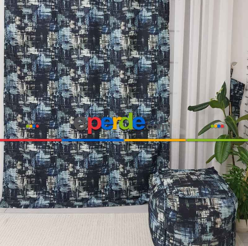 Oturma Odası Abstrakt Desenli Fon Perde Evm1504 Kumaşı Kalındır Duck Bezi Değildir-  Çok Renkli 2