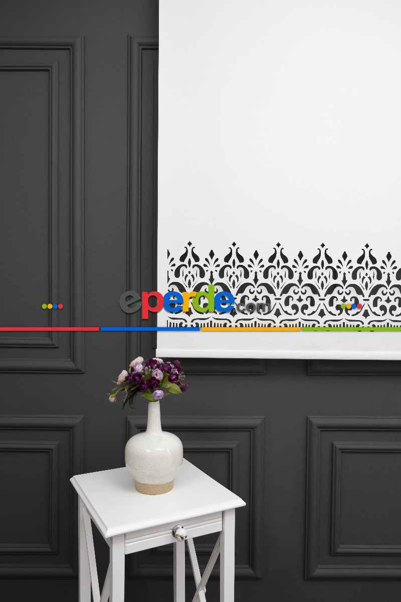 Ekru Renk Lazer Kesim Mat Stor Perde (ister Düz - İster Lazer Kesimli Satın Alın)