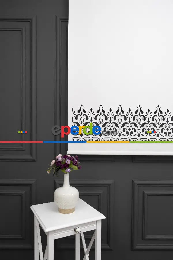 Yatak Odası - Ekru Renk Lazer Kesim Mat Stor Perde (ister Düz - İster Lazer Kesimli Satın Alın)