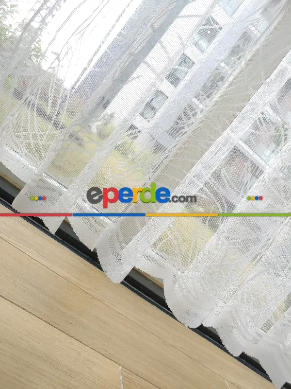 Örme Fransız Dantel 2021 Tül Perde- Ekru