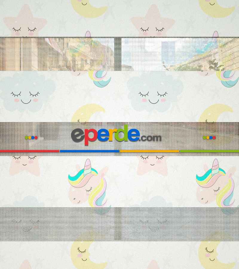 Yıldız Desenli Baskılı Zebra Perde- Çok Renkli