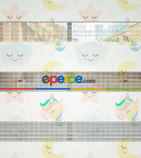 Yıldız Desenli Baskılı Zebra Perde- Çok Renkli