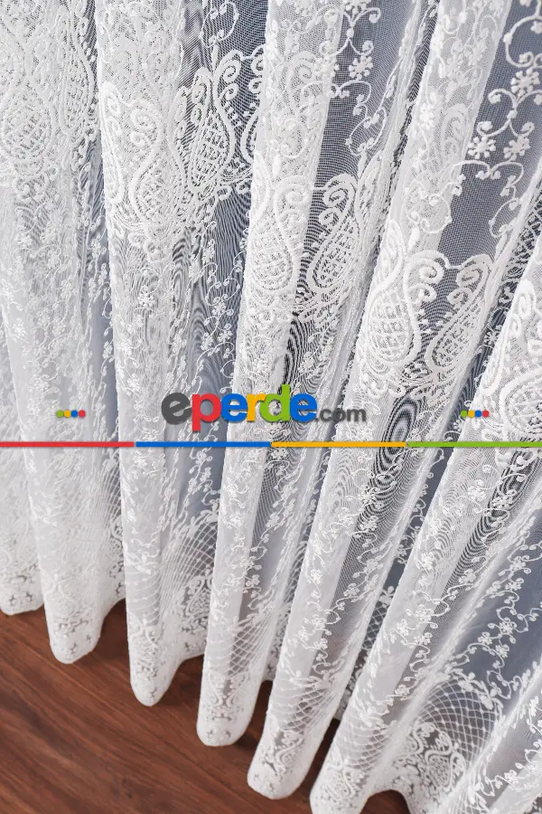 Salon Tül Modelleri - Elit Brode İşlemeli Tül Perde Özel Seri 108