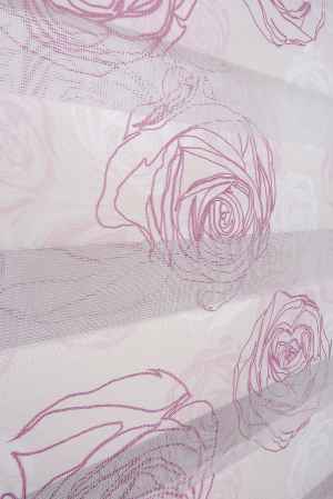 Çiçek Desen Zebra Perde- Pembe