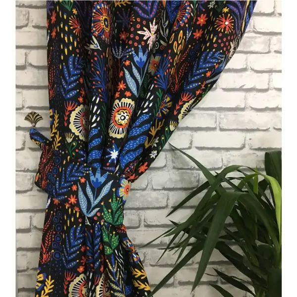 Çiçek Desenli Fon Perde Evm565 Kumaşı Kalındır Duck Bezi Değildir- Yeşil-Mavi-Kırmızı-Beyaz-Turuncu