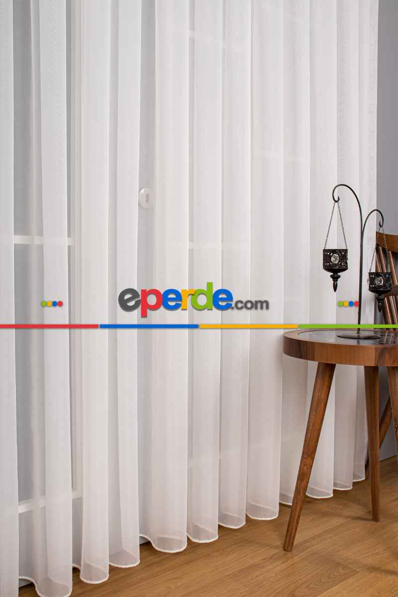 Yatak Odası - Zümrüt Düz Tül Perde (ekru Renk)- Ekru