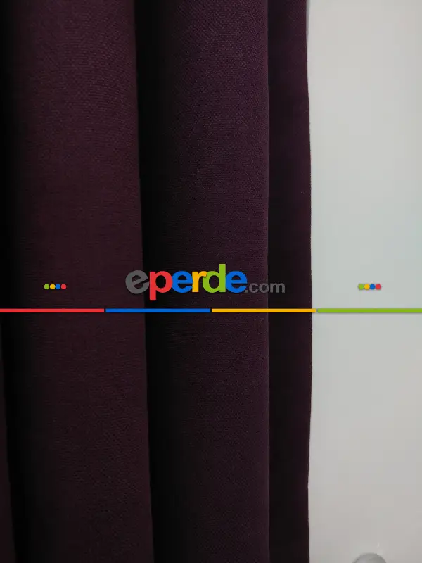 Düz Renk Dökümlü Fon Perde (150)- Mürdüm