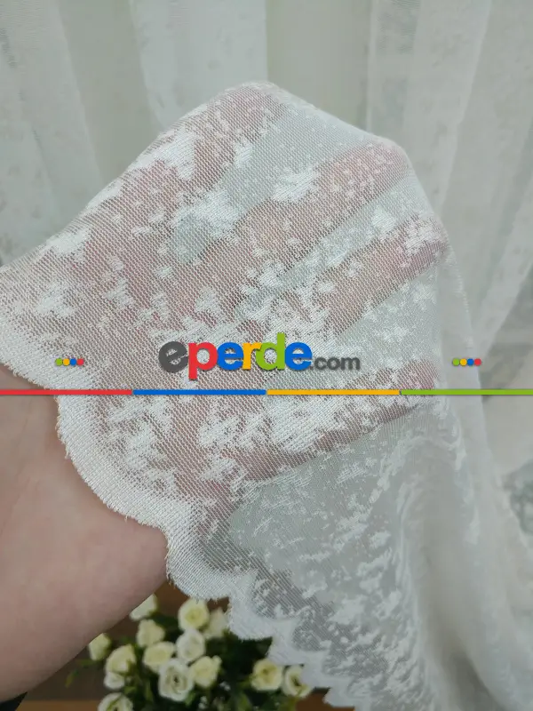 Özel Örme Dokulu Tül Perde 100% Orjinal Ürün- Ekru