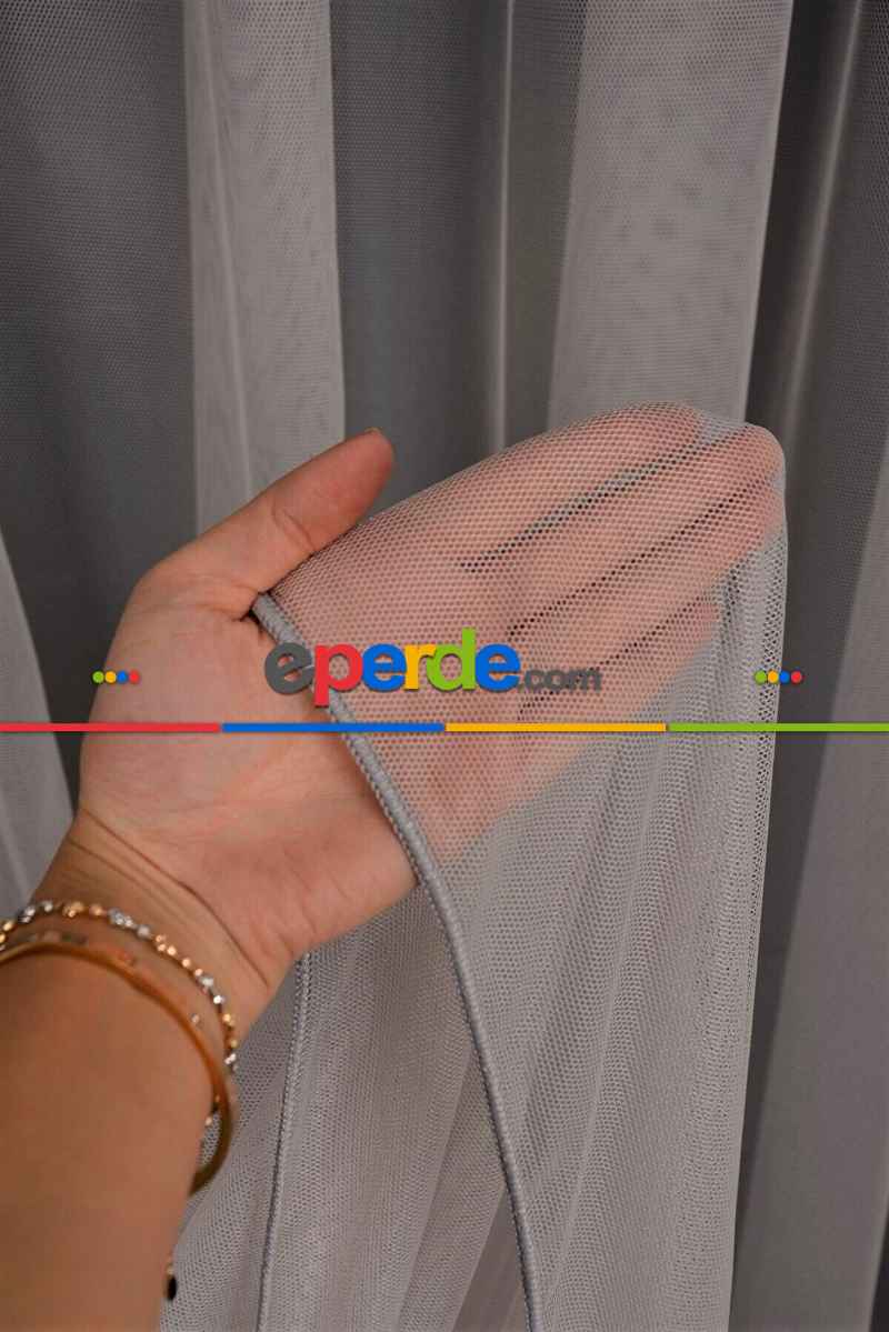 Yatak Odası - Grek Tül, Gri Renk, Yumuşak, Buruşmaz