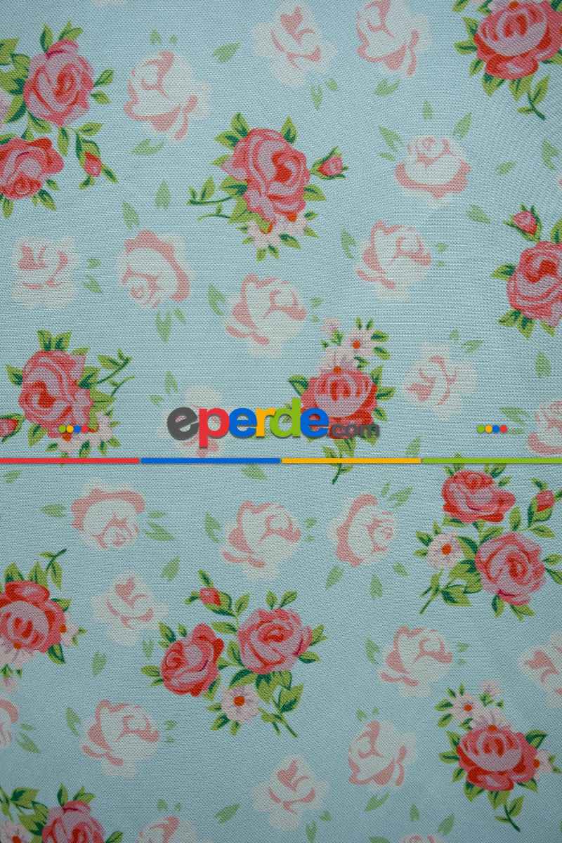 Çiçek Desenli Fon Perde K278 Kumaşı Kalındır Duck Bezi Değildir- Beyaz