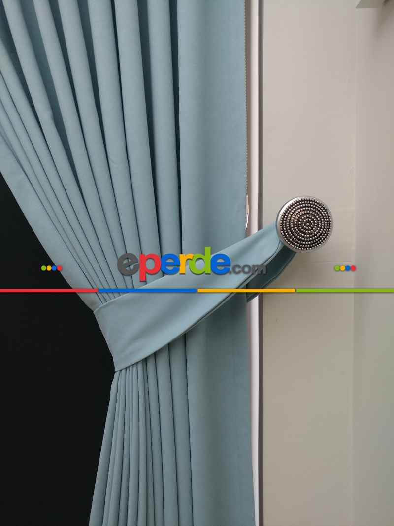 Düz Renk Dökümlü Fon Perde (150)- Açık Mavi