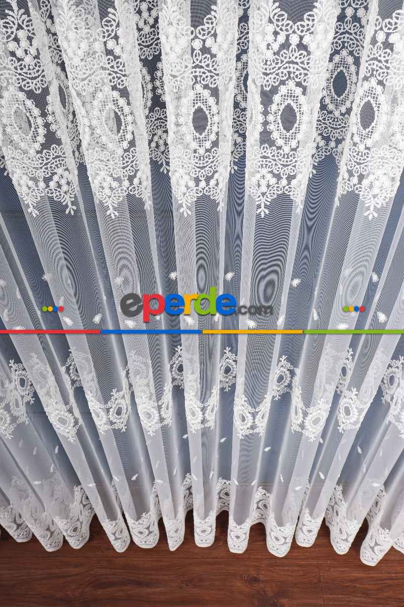Salon Tül Modelleri - Elit Brode İşlemeli Tül Perde Özel Seri 105