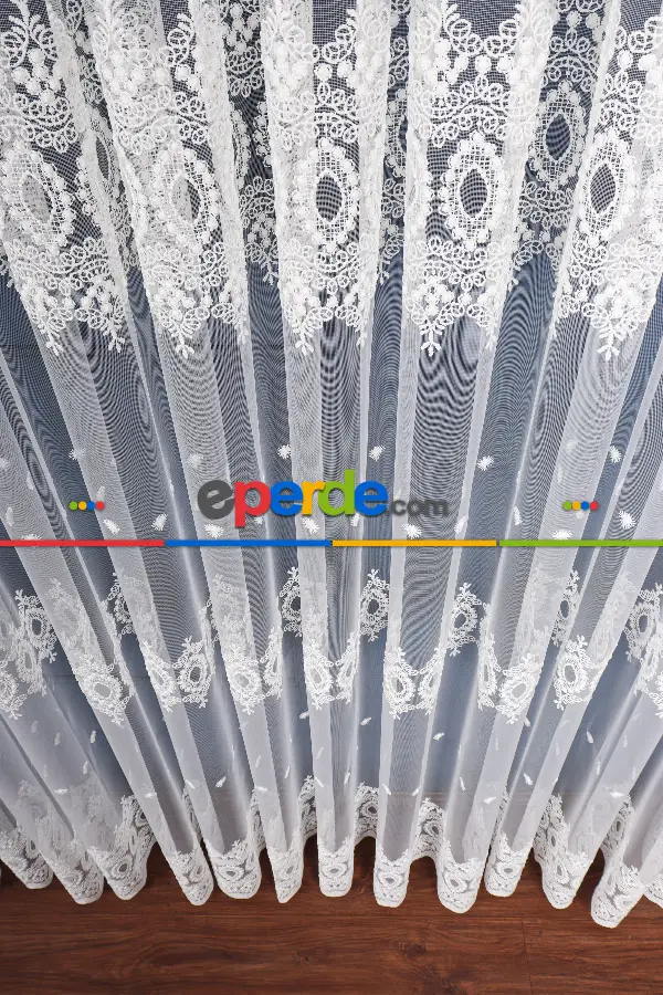 Salon Tül Modelleri - Elit Brode İşlemeli Tül Perde Özel Seri 105