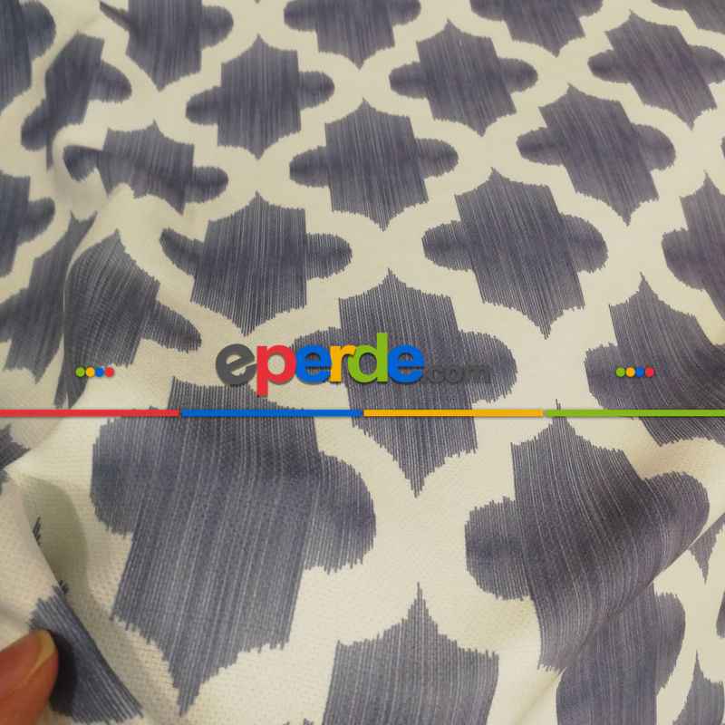 Geometrik Desenli Fon Perde Evm366 _g - Kumaşı Kalındır Duck Bezi Değildir.- Gri-füme-antrasit-beyaz