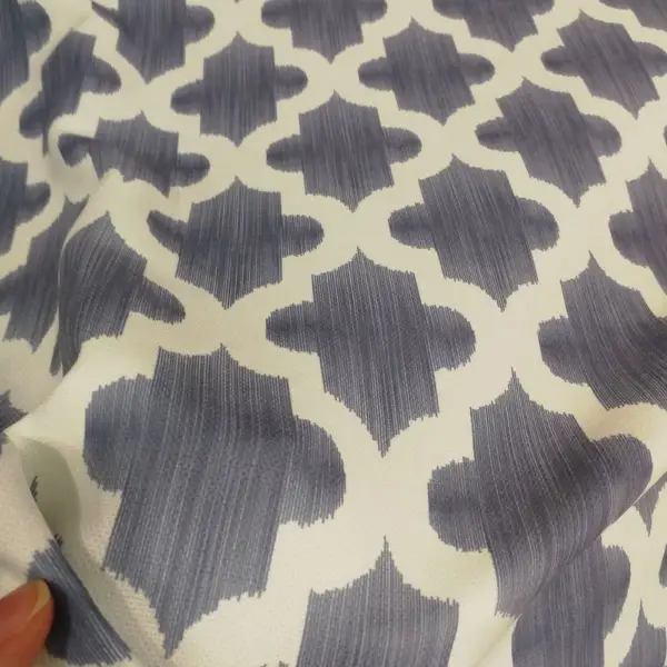 Geometrik Desenli Fon Perde Evm366 _g - Kumaşı Kalındır Duck Bezi Değildir.- Gri-füme-antrasit-beyaz