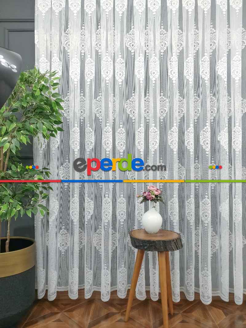 Oturma Odası - Fransız Dantel Tül Perde- Ekru