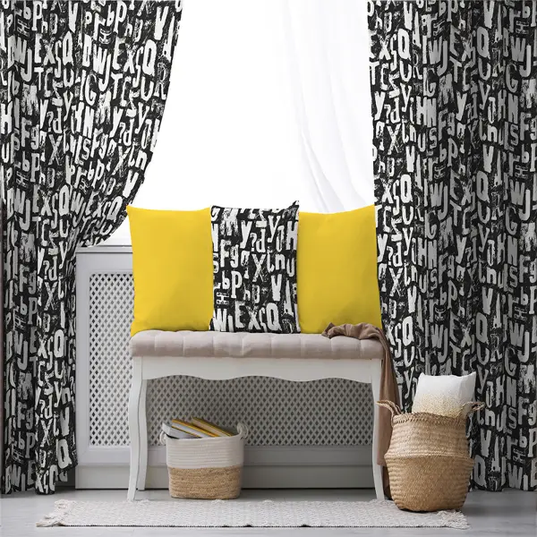 Genç Odası - Geometrik Desenli Fon Perde Evim932 Kumaşı Kalındır Duck Bezi Değildir- Mavi-beyaz