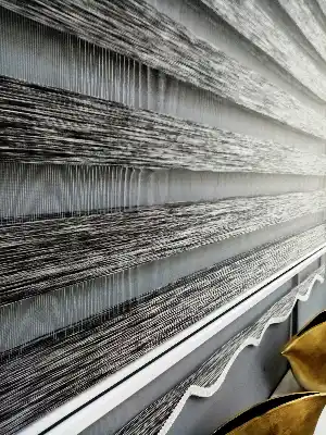Oturma Odası - Bambu Zebra 2021 Sezonu Siyah-gri Kırçıllı A Kalite Bambu Zebra Perde- Siyah