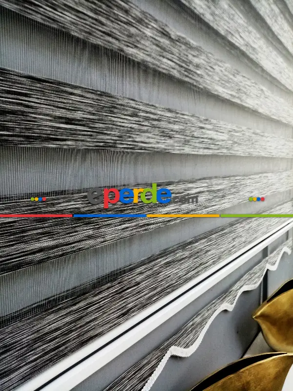 Bambu Zebra 2021 Sezonu Siyah-gri Kırçıllı A Kalite Bambu Zebra Perde- Siyah