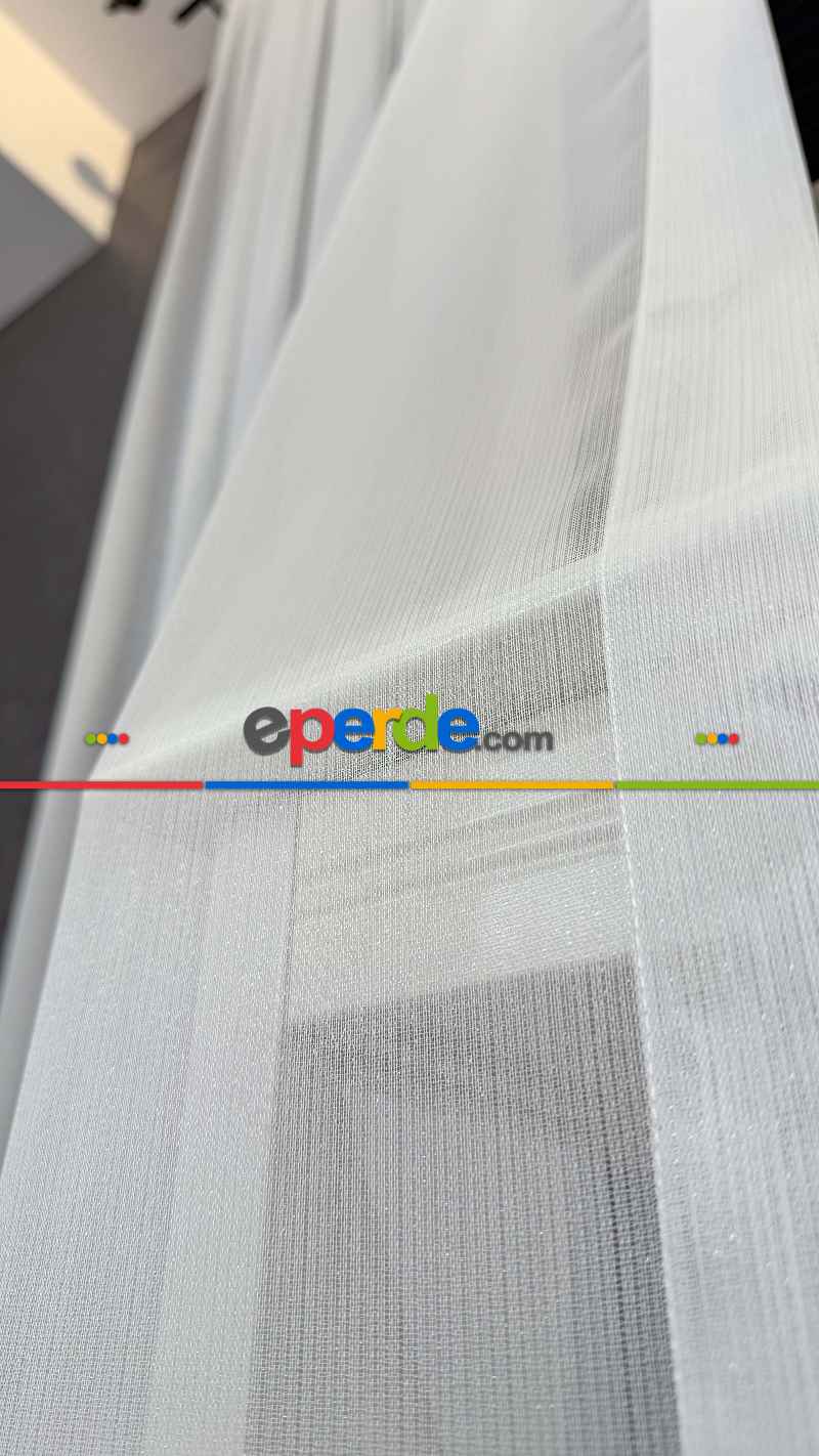 Yatak Odası - Brillant, Ekru, Işıltılı, Büzgülü Ekstraforlu, Tül Perde