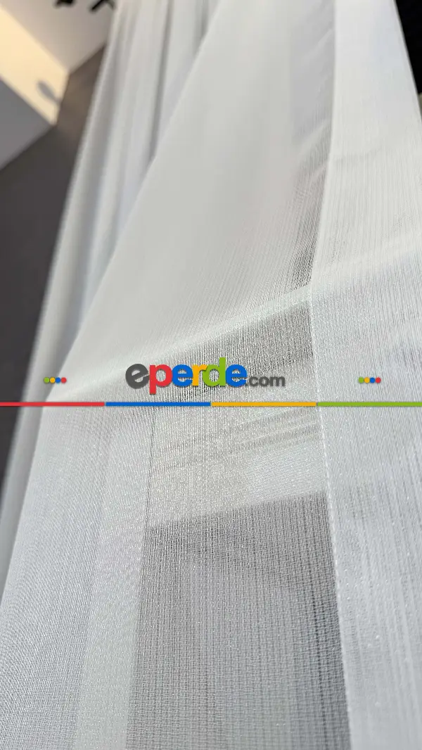 Brillant, Ekru, Işıltılı, Büzgülü Ekstraforlu, Tül Perde