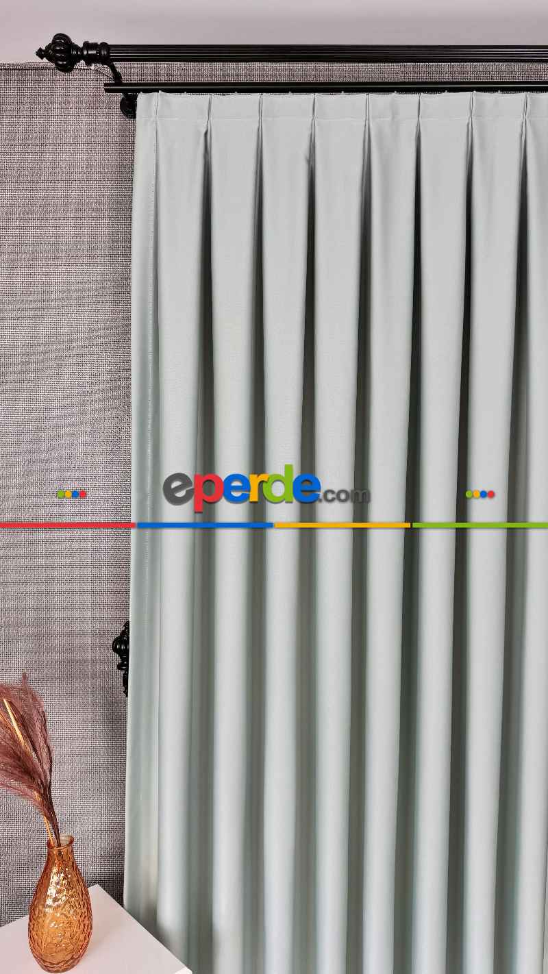 Açık Su Yeşili Blackout - Karartma Fon Perde, Premium Kalite Serisidir, %90 Oranında Işığı Keser